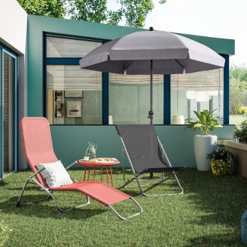 Umbrela plaja, otel/poliester, Ø 177 cm, H 228 cm, gri antracit - Img 2