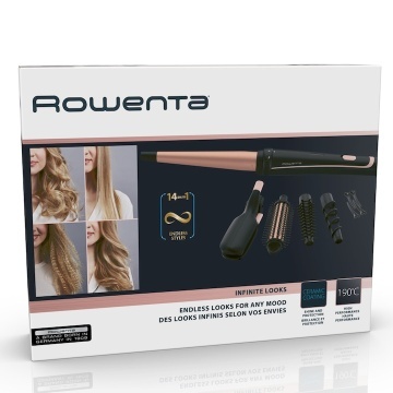 Aparat de coafat Rowenta CF4231F0, Infinite Looks 14 în 1, invelis ceramic, accesoriu conic pentru bucle, perie rotunda, negru/portocaliu - Img 7