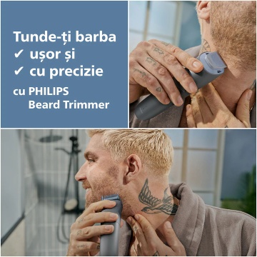 Aparat de tuns barba PHILIPS BT3617/15 cu lame cu autoascutire, 20 de setari de lungime, piepten ajustabil pentru barba (0,5-10 mm), autonomie 60 min - Img 3