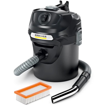 Aspirator pentru cenusa Karcher AD 2, putere nominala 1000 W, putere aspiratie 190 W, rezervor metalic de 14 L, furtun aspirare cu captusire metalica 1.2 m, functie de curatare filtru, aspirare cenusa rece