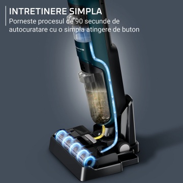 Aspirator Rowenta GZ2251E0, uscat și umed, cu baterie, 35 minute autonomie, verde-negru - Img 4