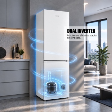 Combina frigorifica Samus SCW358NFIE, 253 L, Full No Frost, Motor Dual Inverter, Clasa E, Alb - Img 4