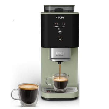 Espressor automat Krups Coffee Crush SA401LE0, 1370W, 1.8l, 15 bar, 3 setari macinare, Verde/Negru