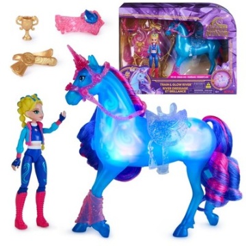 Figurină Unicorn Academy Spin Master - River cu lumini Train & Glow si Papusa Isabel - Img 6