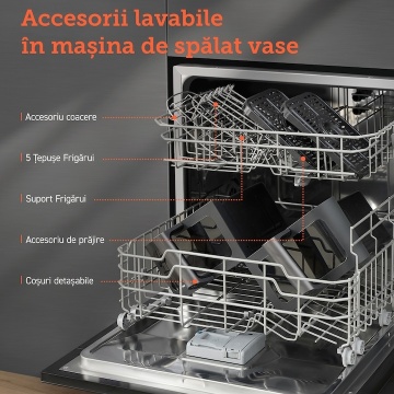 Friteuza cu aer cald Cosori Dual Basket, 8 functii de gatire, 1750 W, 230℃, doua cosuri cu fereastra transparenta, 8.5 litri - Img 2