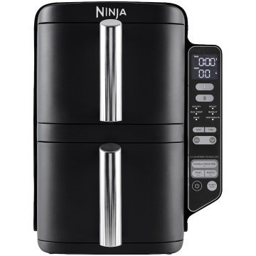 Friteuza cu aer cald Ninja Double Stack SL300, 2470W, 7.6l, 2 sertare suprapuse cu acoperire ceramica, 2 placi grill din inox, negru - Img 1