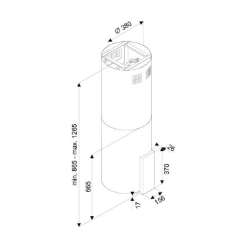 Hota tip Insula Tornado Tube Island 1200 (40) LED, 1 motor, inaltime 90-120 cm, 4 viteze, absorbtie 1200 m3/ora, Inox