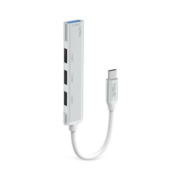 Hub USB-C multiplu 4 in 1 HAVIT HB41, 4 USB A, Viteza transfer date 5 Gbps, Argintiu - Img 1