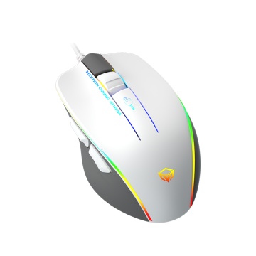 Mouse de gaming Meetion GM23, Iluminat RGB, 12800 cpi, 128 x 81 x 40 mm, Lungime cablu 1.8 m, Alb-Gri - Img 3