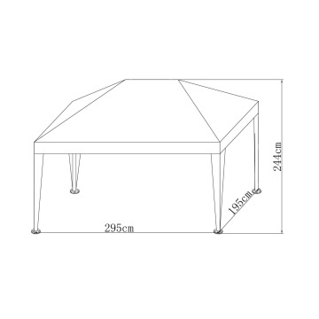 Pavilion gradina, otel/polietilena, 290 x 190 cm, H 244 cm, alb - Img 4