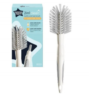Perie pentru biberon si tetina Tommee Tippee Closer to Nature, Alb - Img 2