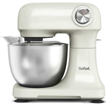 Robot de bucatarie Tefal Bake Easy QB140AF0, 500W, 12 trepte de viteza, bol 3.5L, functie Pulse, design compact, tel pentru oua, accesoriu mixat, carlig aluat, functie oprire automata, bej - Img 2