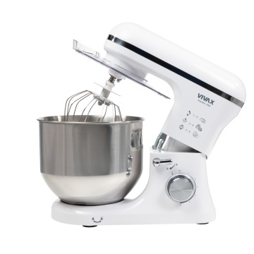 Robot mixer Vivax RM-71800WH , 1800 W, 6 Viteze + Turbo, 4 Accesorii, Bol otel inoxidabil, Alb/Argintiu - Img 5