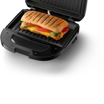 Sandwich-maker Philips HD2330/90 seria 3000, 750 W, Plite neaderente si versatile pentru sandwich-uri, panini si altele, Leduri indicatoare, Sistem de blocare rapida, Comutator pornit/oprit, Negru - Img 4