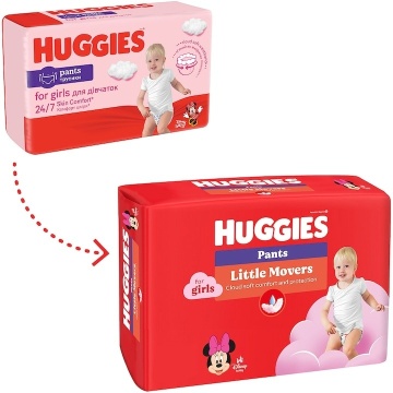 Scutece chilotel Huggies Little Movers 4, Girl, 9-14 kg, 72 buc - Img 2
