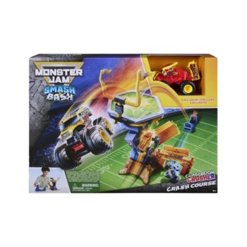 Set de joacă Monster Jam - Smash & Bash, Crash Course, cu catapultă și buggy, 1:64