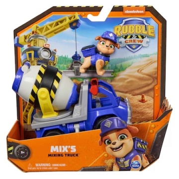 Vehicul Paw Patrol Spin Master - Rubble Crew Mix's Mixing Truck cu figurină