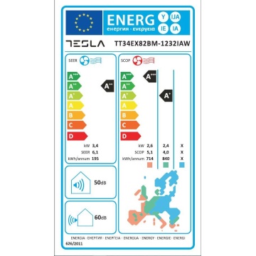 Aer conditionat Tesla TT34EX82BM-1232IAW Wi-Fi, 12000 BTU, clasa energetica A++, fara kit de instalare - Img 9