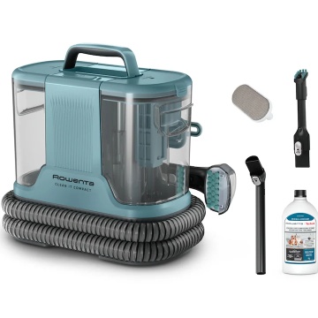 Aspirator cu spalare Rowenta Clean IT IN3021F0, 400W, putere aspirare 11.5kPa, rezervor apa & detergent 1.4L, rezervor apa murdara 0.85L, perie 8 cm, perie spatii inguste, accesoriu autocuratare, design compact, verde & turcoaz