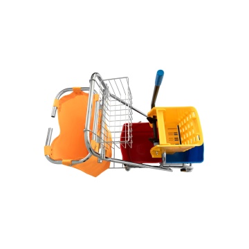 Carucior profesional de curatenie cu sistem dublu de stoarcere mop, 50 L - Img 4