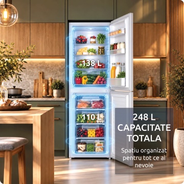 Combina frigorifica Albatros CF335IME, 248 L, Motor Inverter, Congelator 110 L, Clasa E, Alb - Img 3