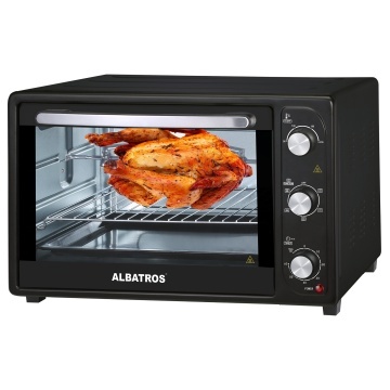 Cuptor electric Albatros A50BRCL2, 50 L, 2000 W, rotisor, convectie, iluminare interioara, Negru