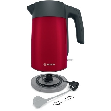 Fierbator apa Bosch TWK7L464, 2400 W, 1,7 L, 220-240 V, indicator pentru numarul de cesti, oprire automata, rosu/antracit - Img 11