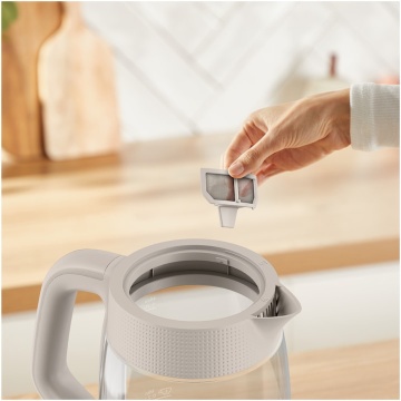 Fierbator electric Tefal Morning KO2G0BE0, 2000 W, 1.7 L, sticla, filtru anticalcar, baza rotativa, oprire automata, Crem - Img 11