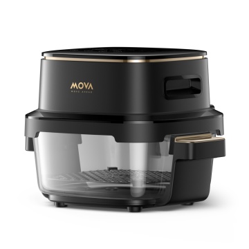 Friteuza Mova AF20 Pro, Putere 1700W, Temperatură 40°C - 185°C, Două boluri de sticla 2.5 l și 4l, Motor Brushless, Afisaj LCD, Control tactil, 8 Programe, Negru - Img 3