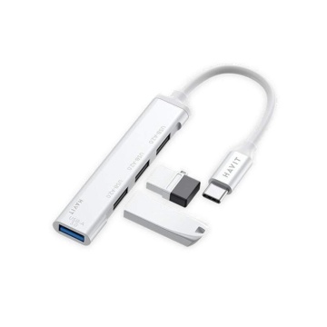 Hub USB-C multiplu 4 in 1 HAVIT HB41, 4 USB A, Viteza transfer date 5 Gbps, Argintiu - Img 11