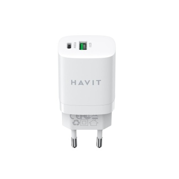 Incarcator priza HAVIT UC30 EU, 1 USB-A, 1 USB-C, 30W, Alb - Img 3