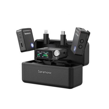 Kit microfon wireless Saramonic Ultra 01 (2TX+RX)ClearVoice, IPX5, 2 x magn. microf., negru - Img 1