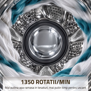 Masina de spalat rufe Samus WSADI-10149DS, 10 kg, 1350 rpm, Clasa A, Motor Inverter, Abur, Gri inchis - Img 13