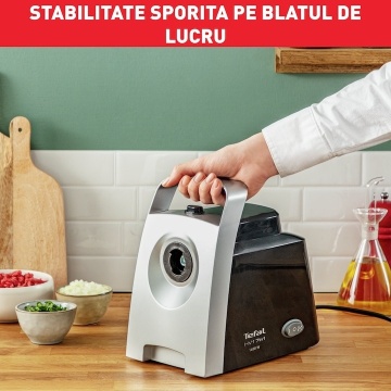 Masina de tocat Tefal 7 in 1 NE108831, 1400 W, 1.7 kg/min, functie reverse, 3 site din inox, 3 cilindrii pentru feliere, accesoriu pentru carnati, Negru - Img 6