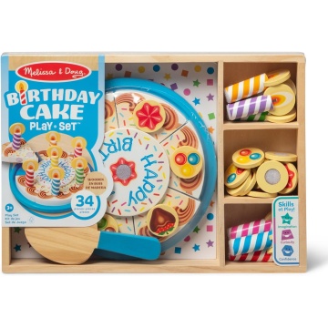 Melissa & Doug - Set de joacă din lemn Tort de Aniversare, Multicolor, 3 ani+