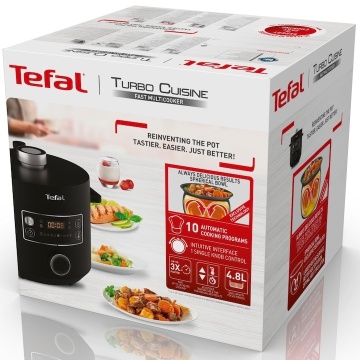 Oala sub presiune electrica Tefal Turbo Cuisine CY754830, 1090W, 4.8L, 10 programe, interfata intuitiva, bol de gatit Tefal Spherical Bowl, negru - Img 9