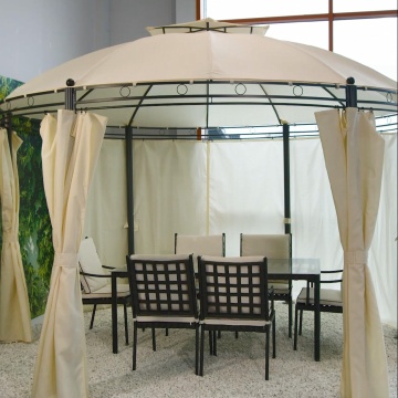 Pavilion gradina, otel/aluminiu/poliester, 370 x 370 cm, H 275 cm, bej - Img 3