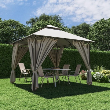Pavilion gradina, otel/poliester, 298 x 298 cm, H 280 cm, bej - Img 3