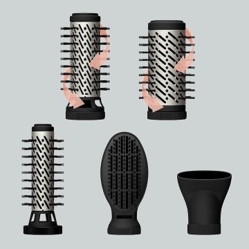Perie rotativa cu aer cald Rowenta Brush Activ UB9540F0, 1000 W, 2 viteze, Jet de aer rece, Invelis ceramic, Argintiu/Negru - Img 2