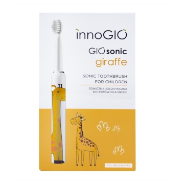Periuta de dinti electrica Luka GIOsonic Giraffe, 4 capete de schimb, 3 moduri de functionare, galben, pentru copii 3-12 ani