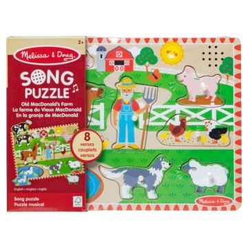 Puzzle din lemn cu sunete Melissa & Doug Spin Master - Animale de la Fermă si Fermier 2 Ani+
