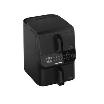 (Resigilat) Friteuza dublu etajata Heinner HAF-C10DBS25BK, 2500W, capacitate 10l, tehnologie circulare rapida a aerului, control digital, buton rotativ programe, functii smart, dual cooking, 80-200 C, timer 60 min, 10 programe, oprire automata, negru
