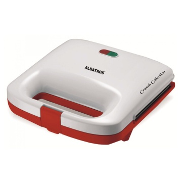 Sandwichmaker Albatros S2A-750, 750 W, placi tip grill antiaderente, placi 217 x 121 mm, Alb cu rosu