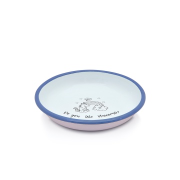 Set 3 piese 1.5l Unicorn Metalac email/Cana 8cm/Caserola capac14cm/Farfurie 18cm - Img 3
