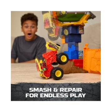 Set de joacă Monster Jam - Smash & Bash, Crash Course, cu catapultă și buggy, 1:64 - Img 3