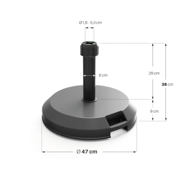 Suport umbrela terasa, beton, Ø 47 cm, H 9 cm, 29 kg,negru - Img 5