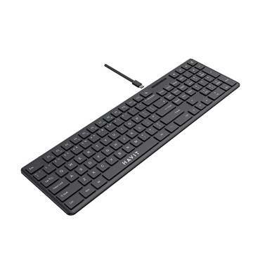 Tastatura cu Fir HAVIT KB252, USB-C, 300mA, Cablu 1.5m, 5V, 432 x 123 x 21mm, Negru - Img 1