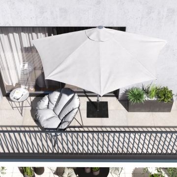 Umbrela terasa, de perete, aluminiu/poliester, 262 x 135 cm, H 240 cm, alb - Img 8