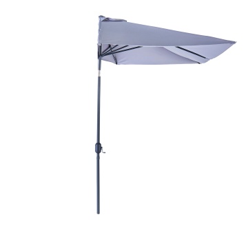 Umbrela terasa, de perete, aluminiu/poliester, 262 x 135 cm, H 240 cm, gri - Img 2