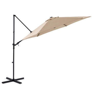 Umbrela terasa, otel/poliester, 290 x 290 cm, H 235 cm, taupe - Img 3